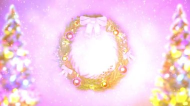 Güzel noel çemberi ve ağaç bokeh arka planı