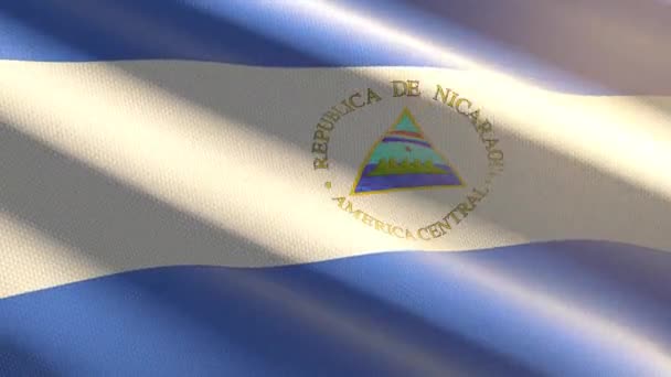 Bandera Nicaragua Brillante Animación Bucle — Vídeos de Stock