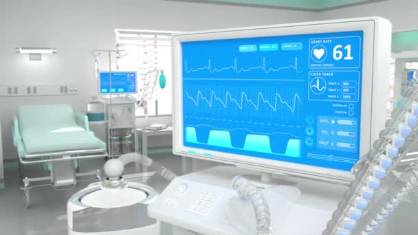 Unit Perawatan Intensif Ruang Klinik Teknologi Tinggi — Stok Video