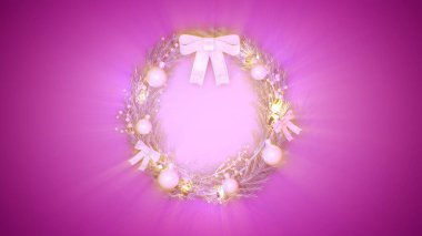 sevimli xmas çelengi renkli arkaplan - konsept nesne 3B görüntüleme