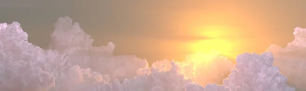 Panorama Des Cumulus Sonnenuntergangs Mit Sonnenstrahlen Natur Illustration — Stockfoto