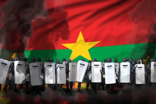 Буркіна Фасо Протести Проти Протистояння Концепції Поліцейські Під Великим Димом — стокове фото