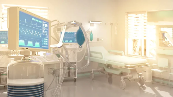 Ventilador Pulmones Habitación Soleada Brillante Del Hospital Concepto Industrial Ilustración — Foto de Stock