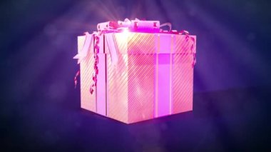 Güzelleştirilmiş tatil mor hediye kutusunu ışıklandır