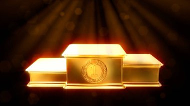 Altın metal kazananlar podyumu karanlık zemin üzerinde, izole - nesne 3D görüntüleme