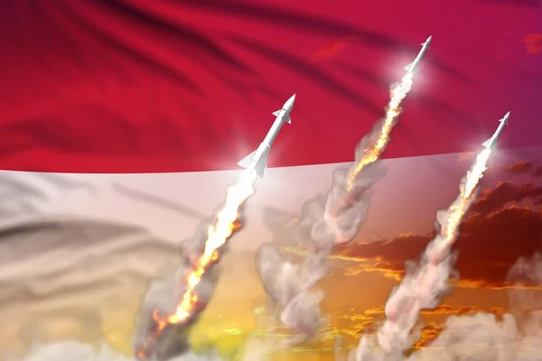 Modern Strategic Rocket Forces Concept Sunset Background Indonesia Nuclear Warhead — Stock Photo, Image