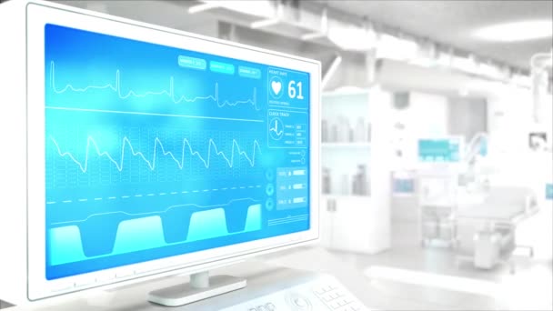 Animazione Artificiale Dell Attrezzatura Ventilazione Sul Monitor Nella Stanza Della — Video Stock