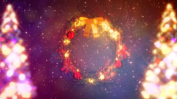 Красивая Красочная Сосна Новогодняя Корона Цифровая Абстрактная Рендеринг — стоковое фото