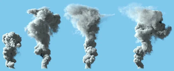 Vykreslení Těžkého Bílého Sloupce Kouře Sopky Nebo Obrovského Průmyslového Výbuchu — Stock fotografie