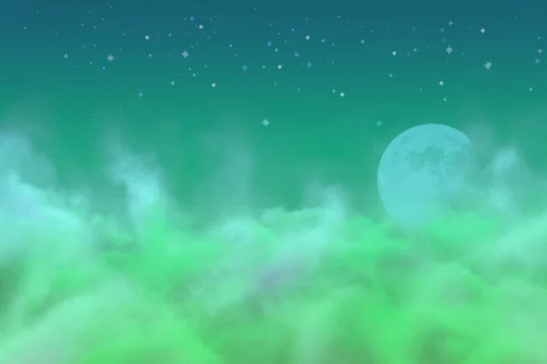 Mystische Himmel Mit Mond Mit Sternen Kreativen Abstrakten Hintergrund Für — Stockfoto