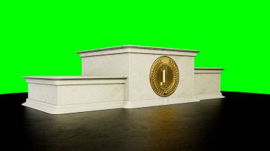 Taştan kazananlar podyumu yansımalı, izole edilmiş - nesne 3 boyutlu illüstrasyon