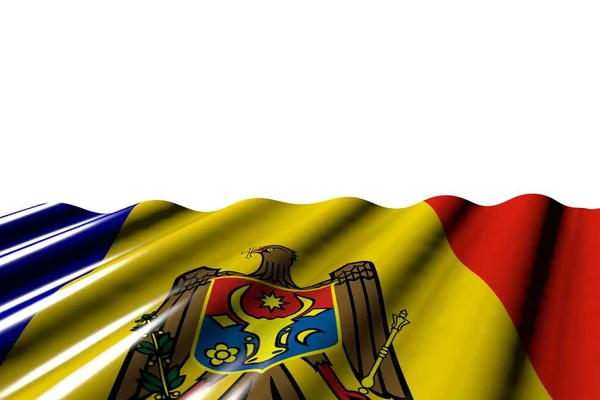 Magnifique Drapeau Brillant Moldavie Avec Grands Plis Trouvent Fond Isolé — Photo