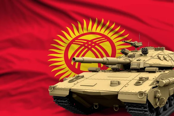 Tanque Pesado Com Design Fictício Fundo Bandeira Quirguistão Conceito Moderno — Fotografia de Stock