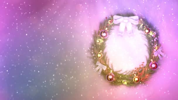 装饰的五彩缤纷的圣诞花环 为您的文字留出空隙 — 图库视频影像