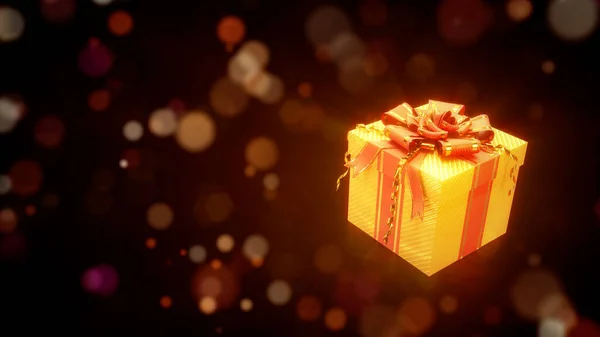 Gold Red Present Festive Backdrop Object Rendering — 스톡 사진