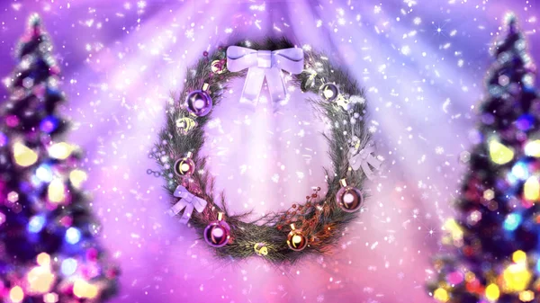 Красивая Красочная Сосна Рождественская Корона Праздник Cgi Абстрактный Рендеринг — стоковое фото