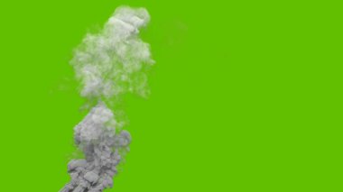 Krom ekranda yanan atıklardan çıkan gri zehirli duman sütunu, izole edilmiş - endüstriyel 3D