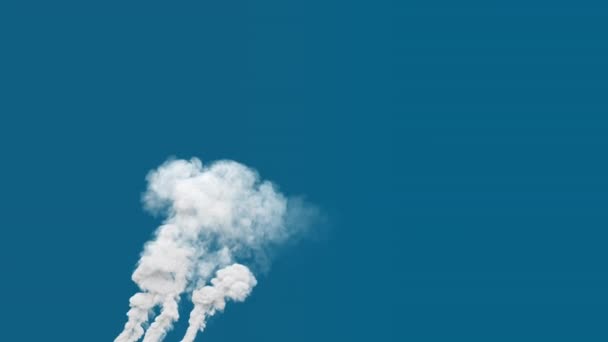 Белый Плотный Загрязнения Дымовой Столб Выхлопных Газов Городского Пожара Изолированные — стоковое видео