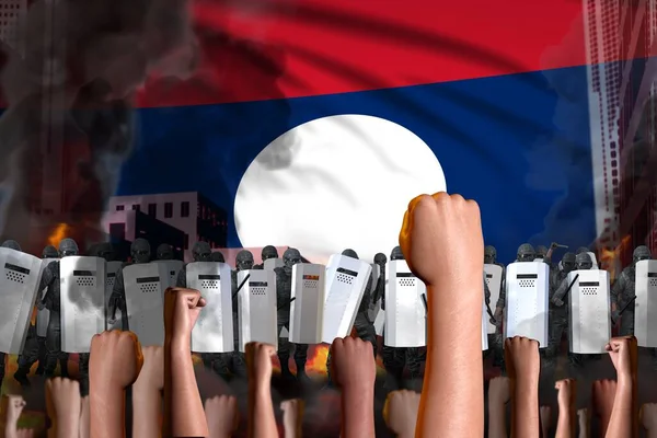 Conceito Cessação Revolta Protesto Laos República Democrática Popular Sobre Fundo — Fotografia de Stock