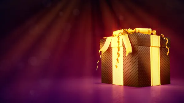 Gold Schwarz Verschönerte Geschenkbox Vor Lebendigem Dunklen Hintergrund Abstraktes Rendering — Stockfoto