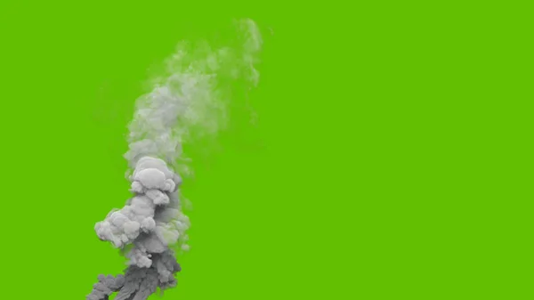 クロマキースクリーン上の燃料油発電所からの灰色の二酸化炭素排出煙列 工業用3Dイラスト — ストック写真