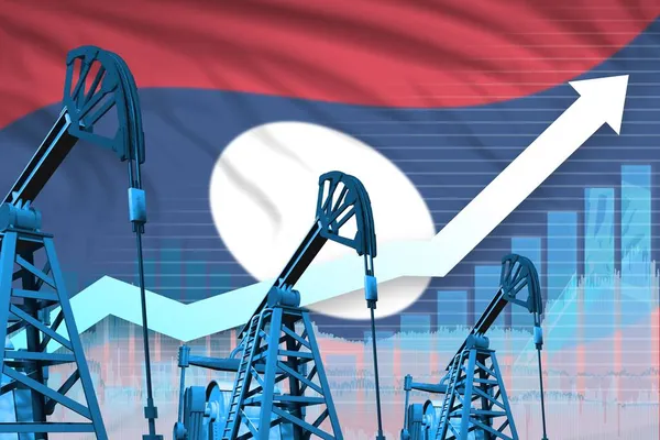Концепция Нефтяной Промышленности Лаосской Народно Демократической Республики Промышленная Иллюстрация Поднятие — стоковое фото