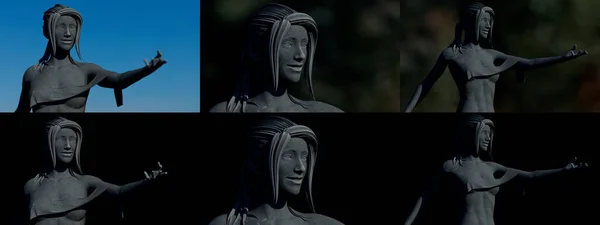 Конкретна Фотореалістична Статуя Світлом Тінями Художників Ізольована Єкт Рендеринга — стокове фото