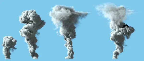 Renderizações Coluna Fumaça Brilhante Sólida Partir Vulcão Grande Explosão Industrial — Fotografia de Stock