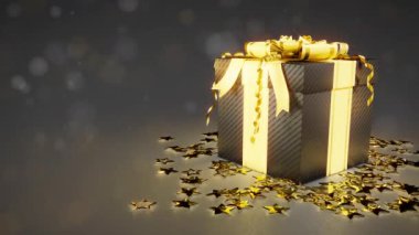 Kara Cuma hediye kutusu. Yerde yıldızlar var.