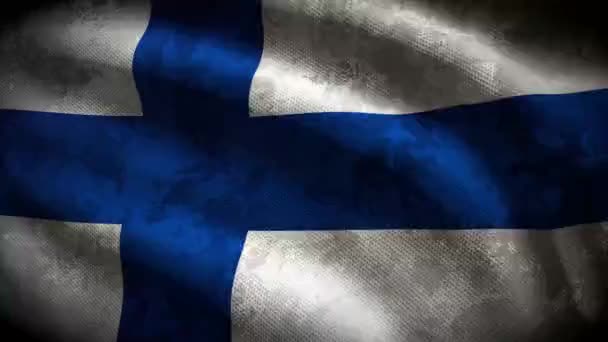 Bandera Grunge Finlandia Animación Bucle — Vídeo de stock