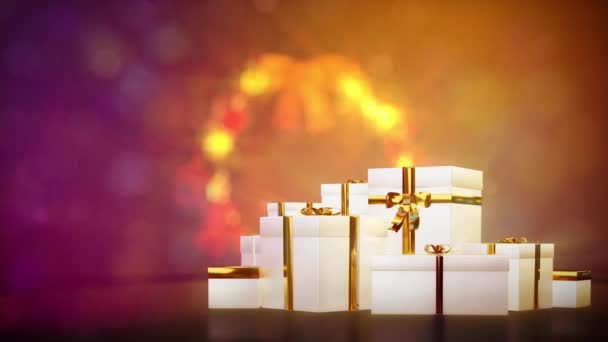 Xmas Chaplet Pile Gifts Holiday Concept — Stock Video