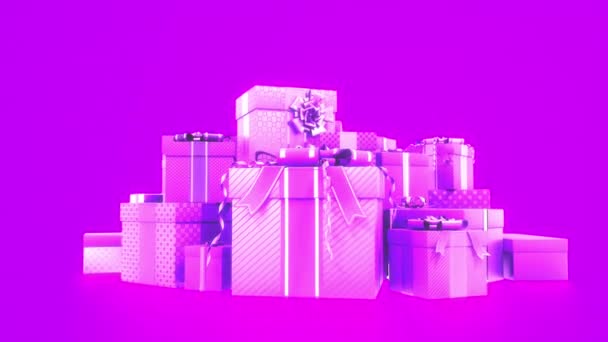 ピンクの可愛いクリスマスプレゼント — ストック動画