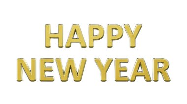 Parlak güzel metin mutlu yıllar, izole edilmiş - nesne 3D görüntüleme