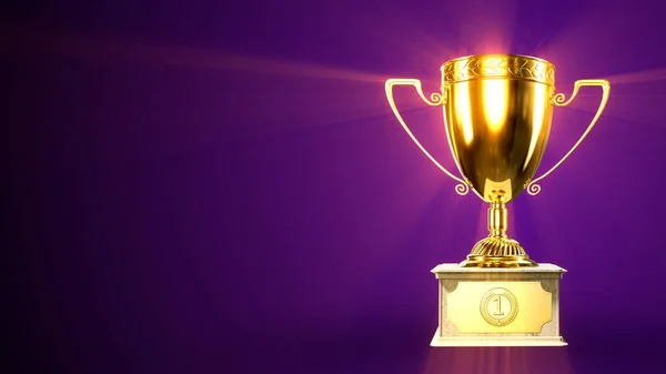 表彰台の上の素敵な輝く金色の賞のゴブレット オブジェクト3Dレンダリング — ストック写真