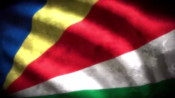 Seychelles Laço Bandeira Grungy — Vídeo de Stock