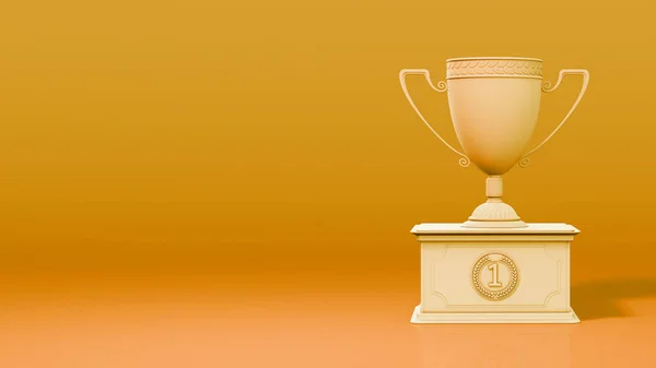 Orangefarbener Pokal Auf Dem Podium Wettbewerbsschild Objekt Illustration — Stockfoto