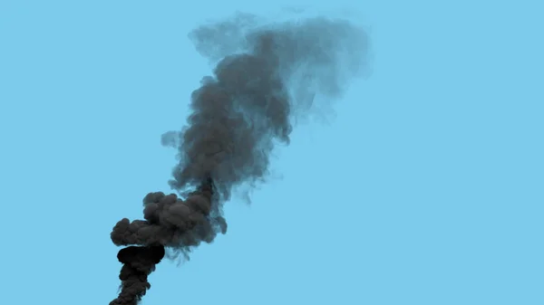 石油発電所から排出される黒い厚さの炭素煙 産業用3Dレンダリング — ストック写真