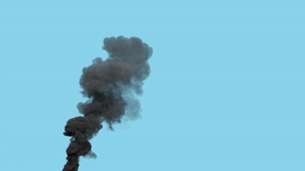 Black Thick Contamination Smoke Exhaust Masut Power Plant Isolated — Stock Video