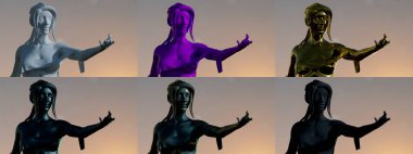 Alçı taşı, metal, bronz ve beton heykeli - tasarımcılar için örnekler - nesne 3D illüstrasyon