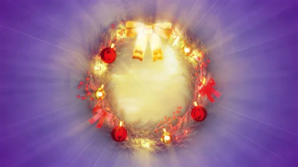 Schön Verschönerten Weihnachtskranz Bunte Kulisse Digitales Objekt Illustration — Stockfoto