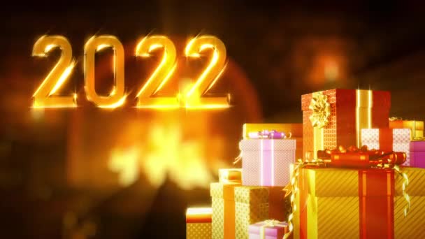 Geschenk Mit Text 2022 Auf Rost Für Das Neue Jahr — Stockvideo