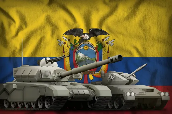 Tanks Ecuador Flag Background Ecuador Tank Forces Concept Illustration — Stock Photo, Image