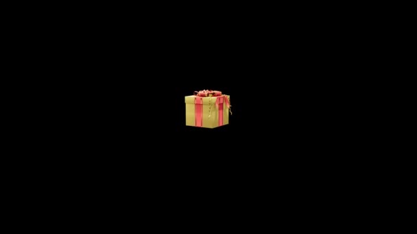 Glowing Moving Opening Present Box Black Isolated — Stock Video