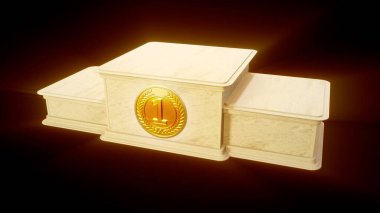 Güzel rock şampiyonları podyumu karanlık arka planda, izole edilmiş, 3D nesne olarak ödüllendirdiler.