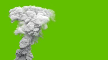 Krom anahtar ekrandaki petrol santralinden gelen gri kirlilik duman sütunu, izole edilmiş - endüstriyel 3D illüstrasyon