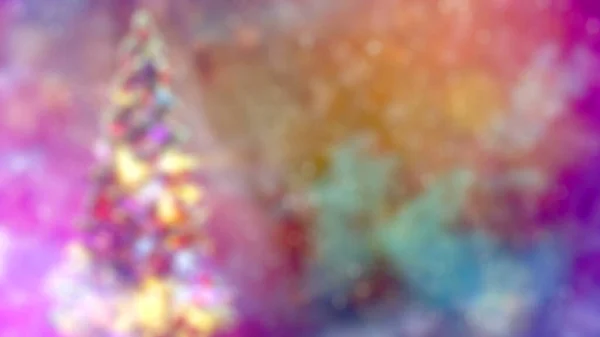 Soft Focus Decorated Xmas Pine Tree Colorful Backdrop Abstract Illustration — Stock Photo, Image