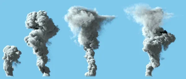 Различных Рендеры Тяжелых Столбов Белого Дыма Вулкана Большого Промышленного Взрыва — стоковое фото