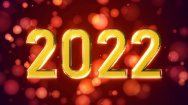 Yumuşak odak arkaplanı üzerine yeni yıl tatili için metin 2022 - soyut 3B illüstrasyon