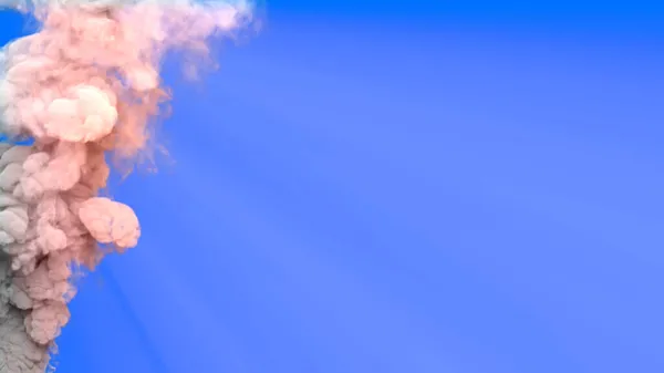 Fumaça Dióxido Carbono Vulcão Céu Azul Com Raios Sol Ilustração — Fotografia de Stock