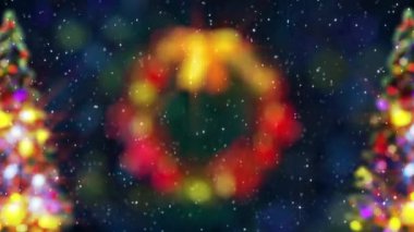 Güzel Noel tacı ve çam ağacının yumuşak odak arkaplanı